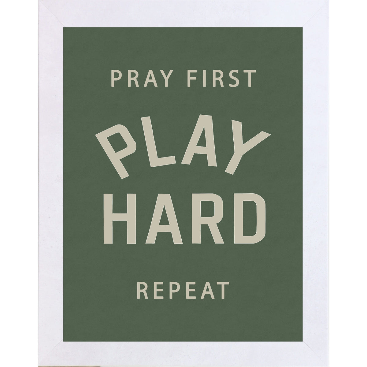 Pray First Play Hard Repeat Wall Art – Faith Inspired Sports Decor for Athletes, Motivational Framed Wall Art (SB202)