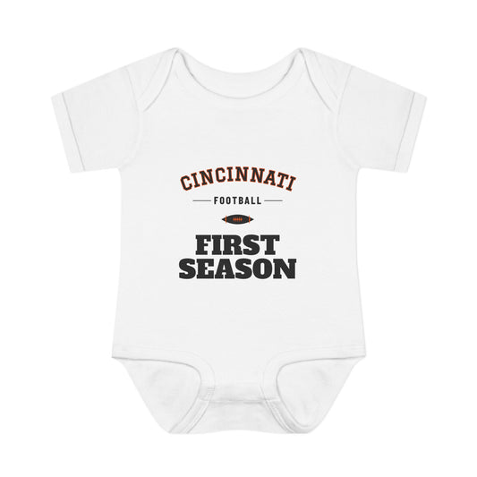 First Season Baby Bodysuit — Cincinnati Football Edition