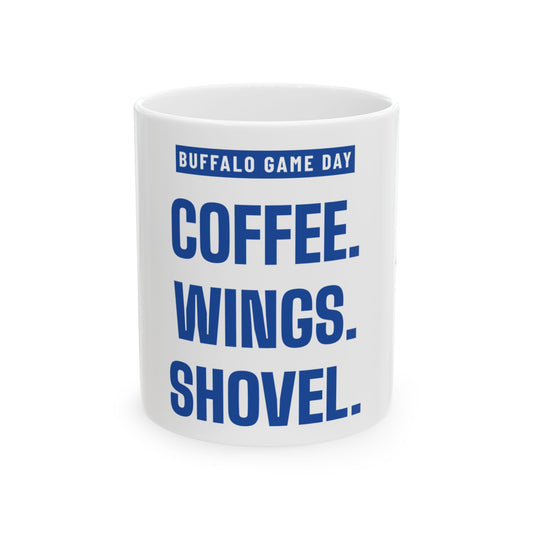 Coffee Wings Shovel Mug — Buffalo Football Edition