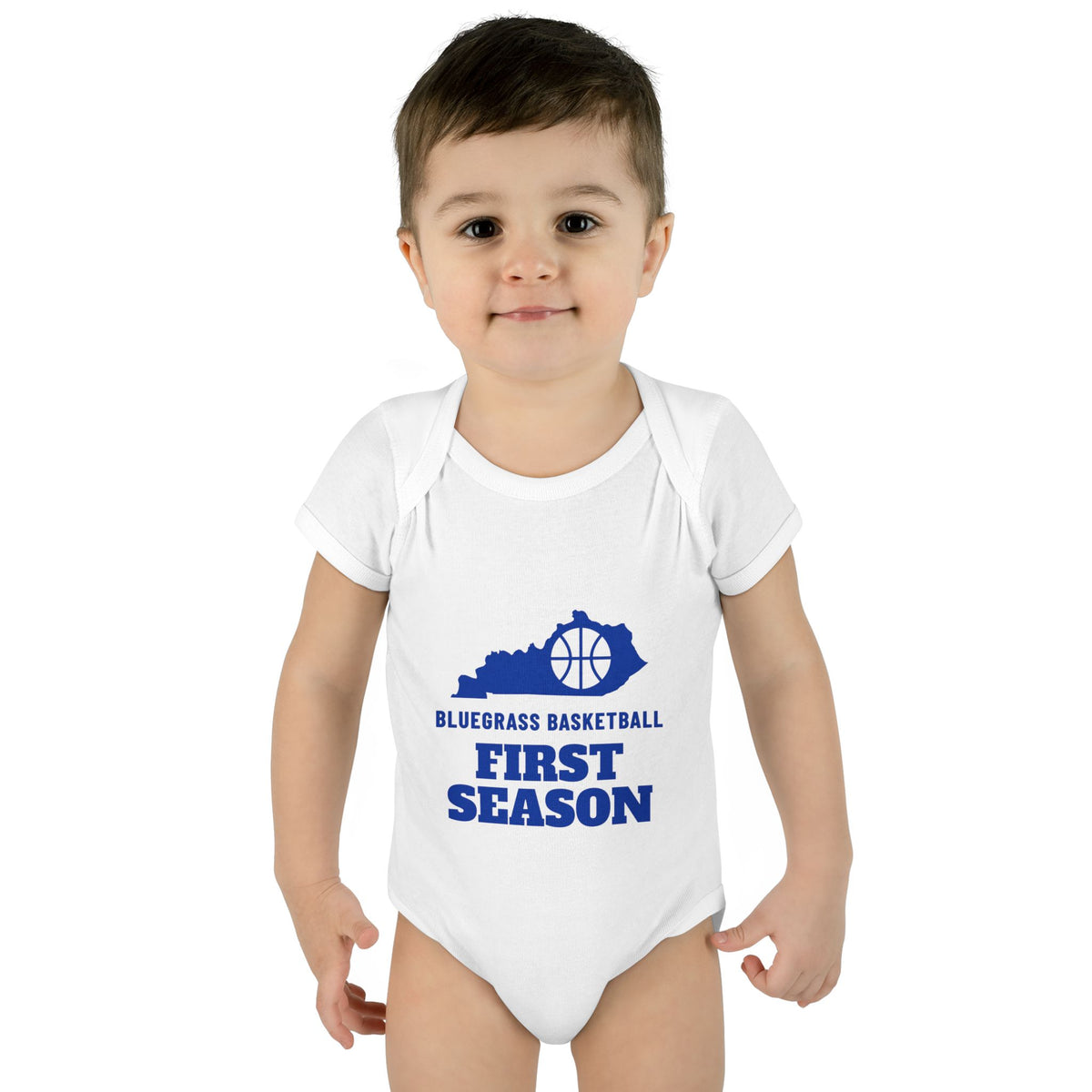 Bluegrass Basketball First Season Baby Bodysuit — KY Edition