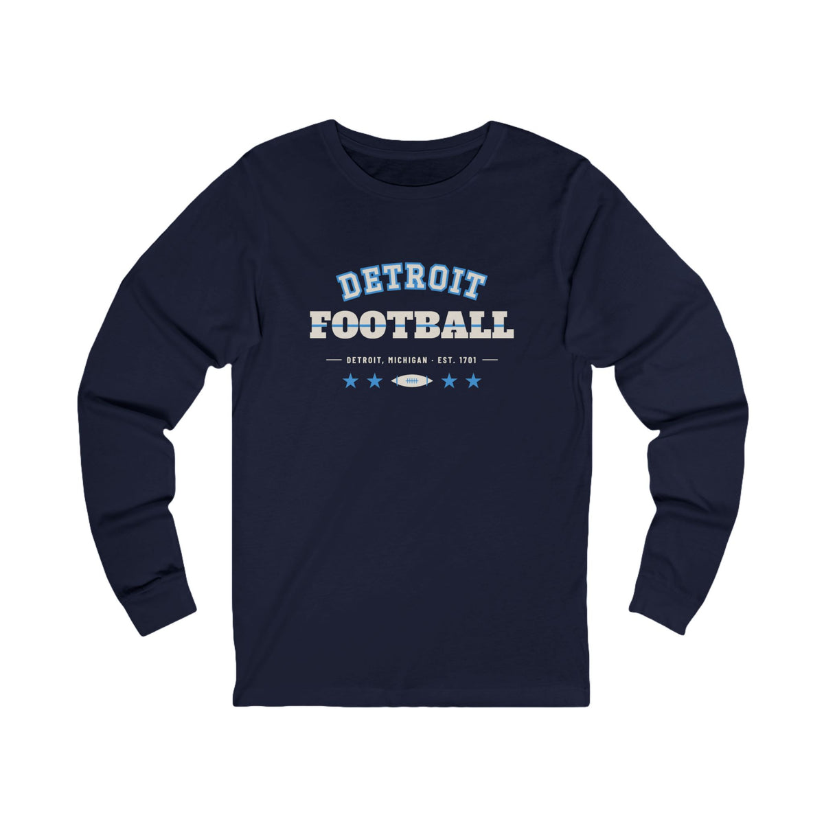 Retro Varsity Long Sleeve Tee — Detroit Football Edition
