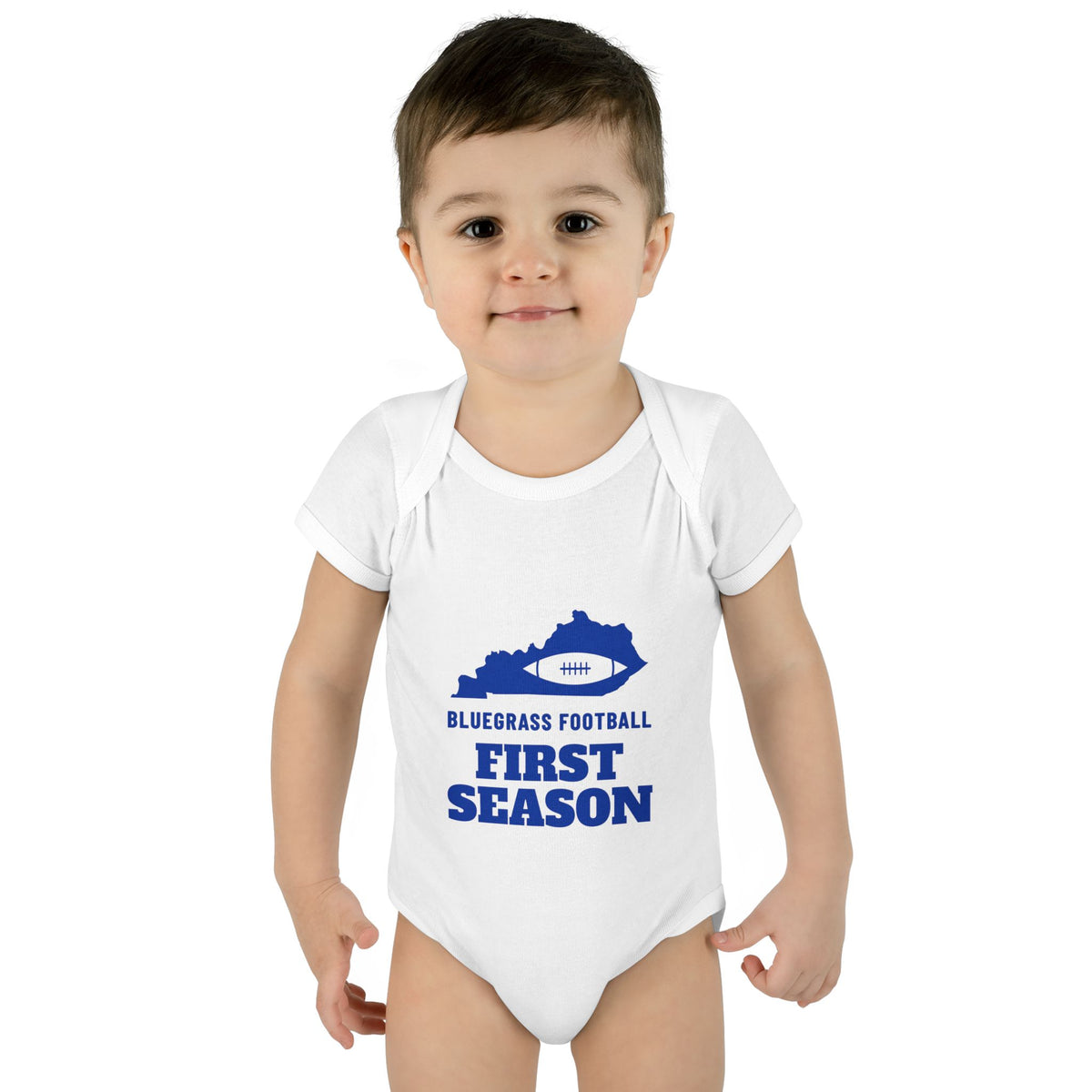 Bluegrass Football First Season Baby Bodysuit — KY Edition
