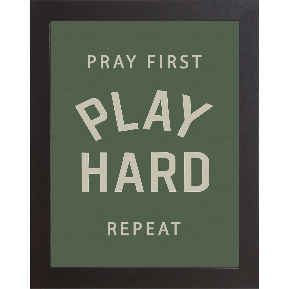 Pray First Play Hard Repeat Wall Art – Faith Inspired Sports Decor for Athletes, Motivational Framed Wall Art (SB202)