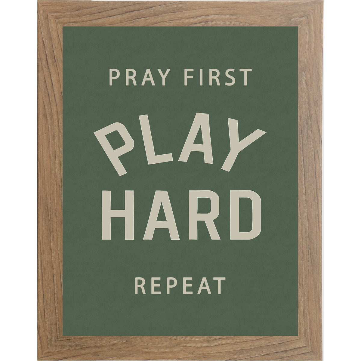 Pray First Play Hard Repeat Wall Art – Faith Inspired Sports Decor for Athletes, Motivational Framed Wall Art (SB202)